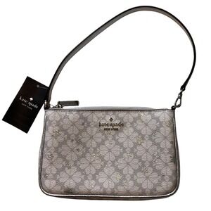 Kate Spade Spade Flower Wristlet Clutch Bag Platinum/Gold Stars‎ NWT